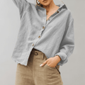 WOMEN'S RELAXED OVERSIZED BUTTON - DOWN SUMMER SHIRT - Zarino Newstyle