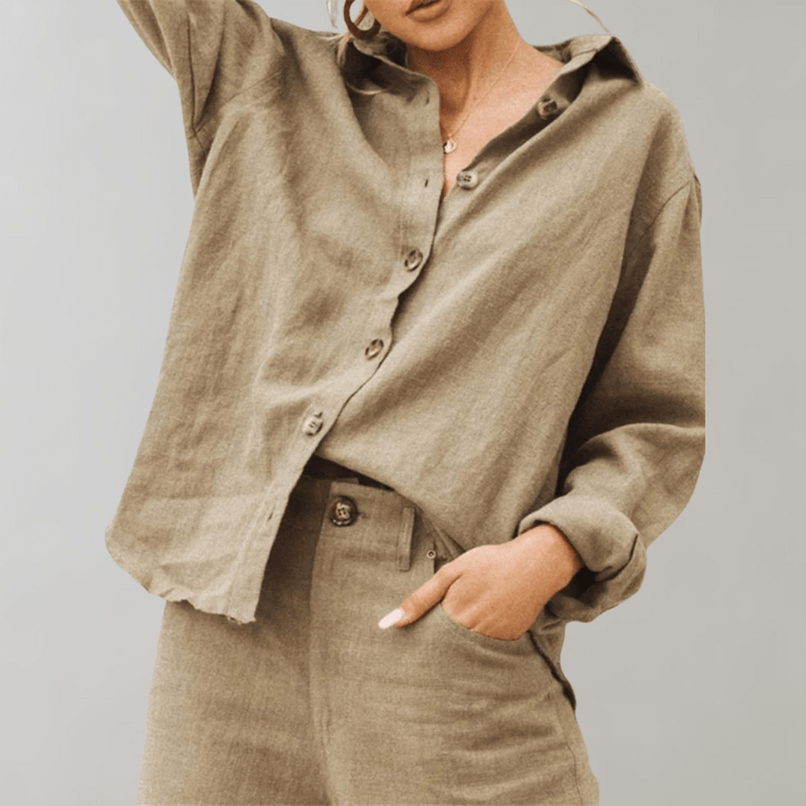 WOMEN'S RELAXED OVERSIZED BUTTON - DOWN SUMMER SHIRT - Zarino Newstyle