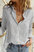 WOMEN'S RELAXED V - NECK BUTTON SUMMER BLOUSE - Zarino Newstyle