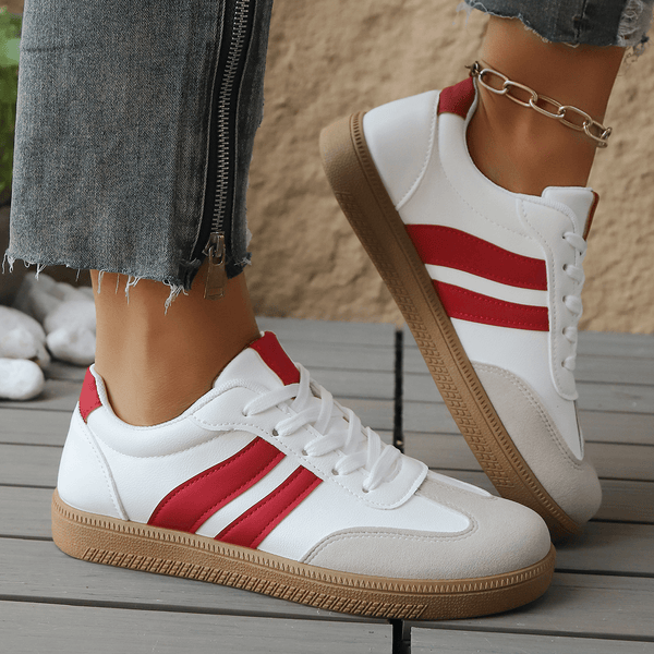 WOMEN'S RETRO STRIPE LOW - TOP LACE - UP VINTAGE STYLE CASUAL TRAINERS - Zarino Newstyle