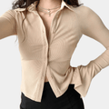 WOMEN'S RIBBED KNIT BELL SLEEVE TOP - Zarino Newstyle