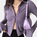 WOMEN'S RIBBED KNIT BELL SLEEVE TOP - Zarino Newstyle