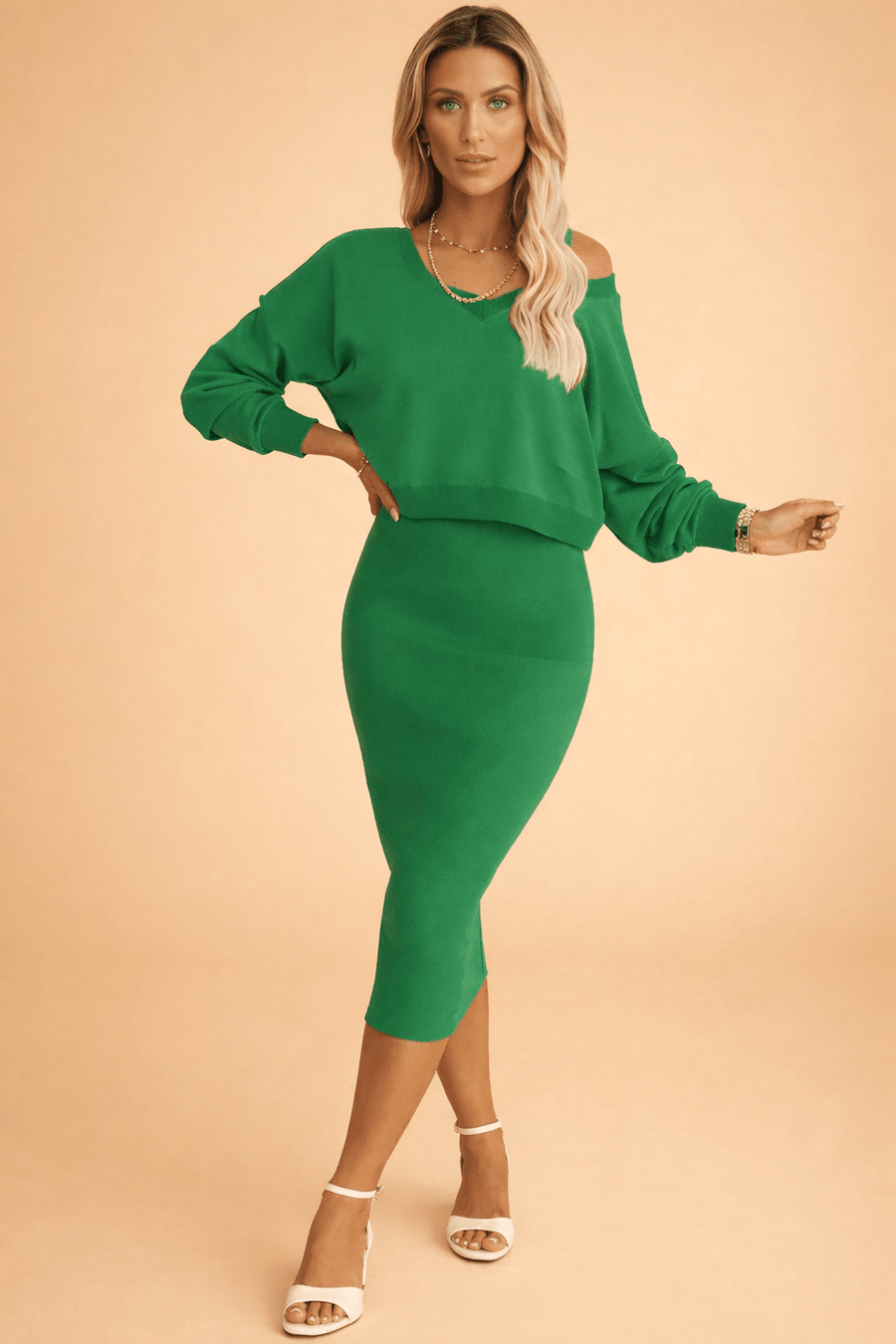 WOMEN'S RIBBED KNIT TWO - PIECE SET - Zarino Newstyle
