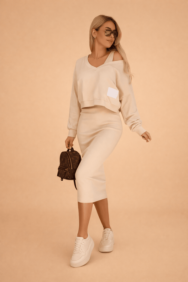 WOMEN'S RIBBED KNIT TWO - PIECE SET - Zarino Newstyle