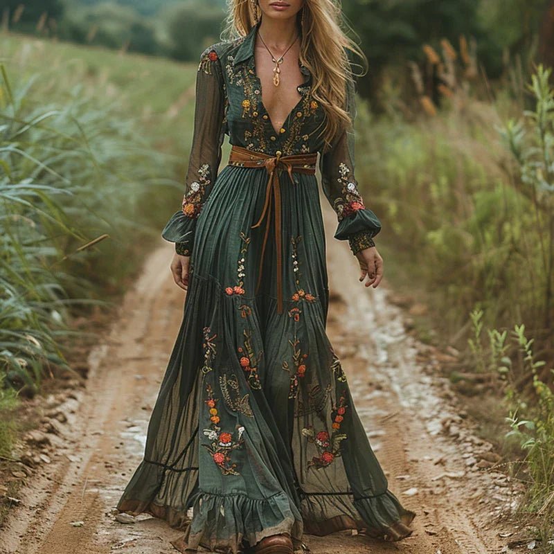 WOMEN'S ROMANTIC BOHO FLORAL SUMMER MAXI DRESS - Zarino Newstyle