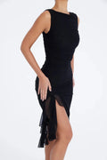 WOMEN'S RUCHED SLEEVELESS MIDI DRESS - Zarino Newstyle