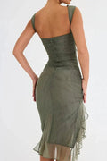 WOMEN'S RUCHED SLEEVELESS MIDI DRESS - Zarino Newstyle