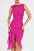 WOMEN'S RUCHED SLEEVELESS MIDI DRESS - Zarino Newstyle