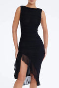 WOMEN'S RUCHED SLEEVELESS MIDI DRESS - Zarino Newstyle