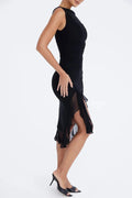 WOMEN'S RUCHED SLEEVELESS MIDI DRESS - Zarino Newstyle