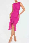 WOMEN'S RUCHED SLEEVELESS MIDI DRESS - Zarino Newstyle
