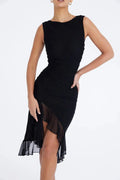 WOMEN'S RUCHED SLEEVELESS MIDI DRESS - Zarino Newstyle