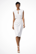 WOMEN'S RUCHED WRAP MIDI DRESS - Zarino Newstyle