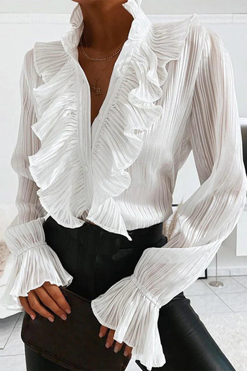 WOMEN'S RUFFLE FRONT BLOUSE - Zarino Newstyle