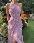 WOMEN'S RUFFLE HALTER SUMMER MAXI DRESS - Zarino Newstyle