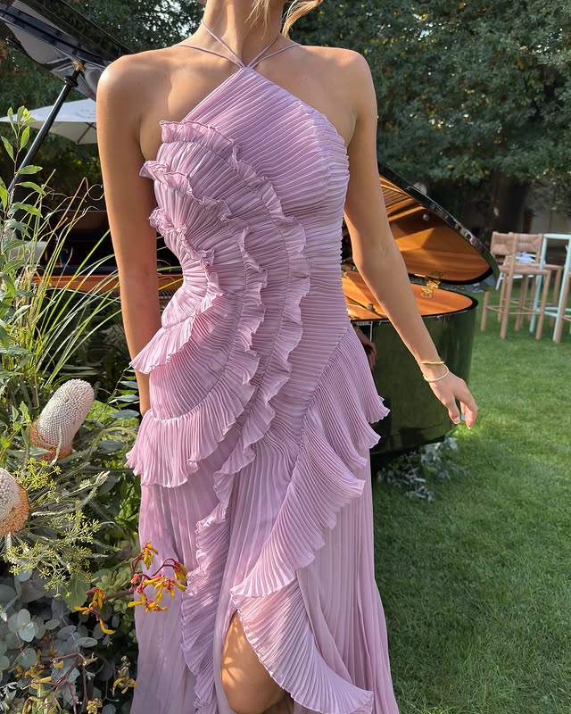 WOMEN'S RUFFLE HALTER SUMMER MAXI DRESS - Zarino Newstyle