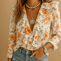 WOMEN'S RUFFLE V - NECK FLORAL LONG SLEEVE SUMMER BLOUSE - Zarino Newstyle