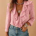 WOMEN'S RUFFLE V - NECK FLORAL LONG SLEEVE SUMMER BLOUSE - Zarino Newstyle