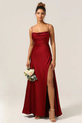 WOMEN'S SATIN COWL NECK LACE - UP BACK MAXI EVENING DRESS - Zarino Newstyle