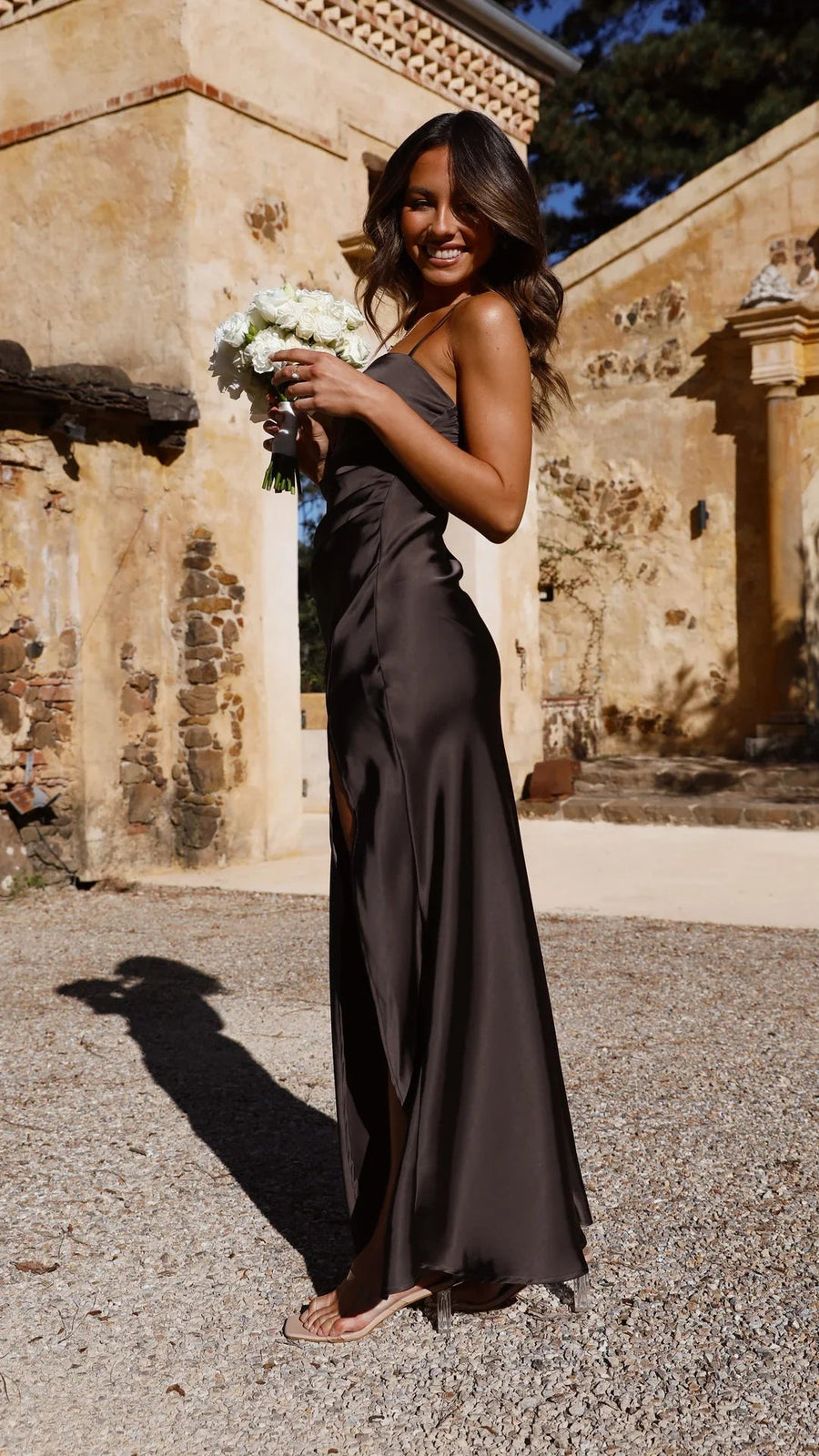 WOMEN'S SATIN - LOOK SLIP DRESS WITH SIDE SPLIT - Zarino Newstyle