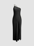 WOMEN'S SATIN ONE SHOULDER MIDI DRESS - Zarino Newstyle