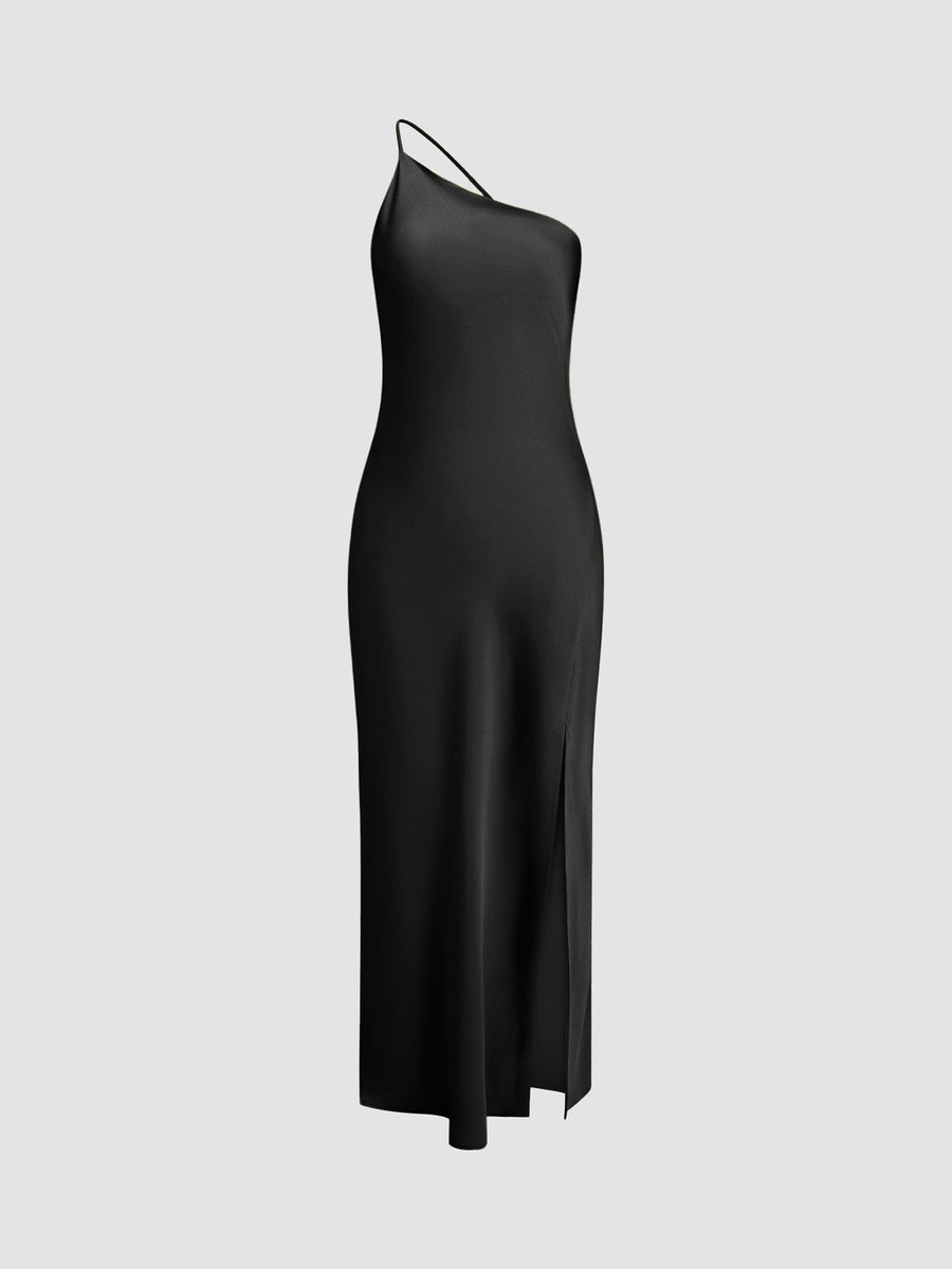 WOMEN'S SATIN ONE SHOULDER MIDI DRESS - Zarino Newstyle
