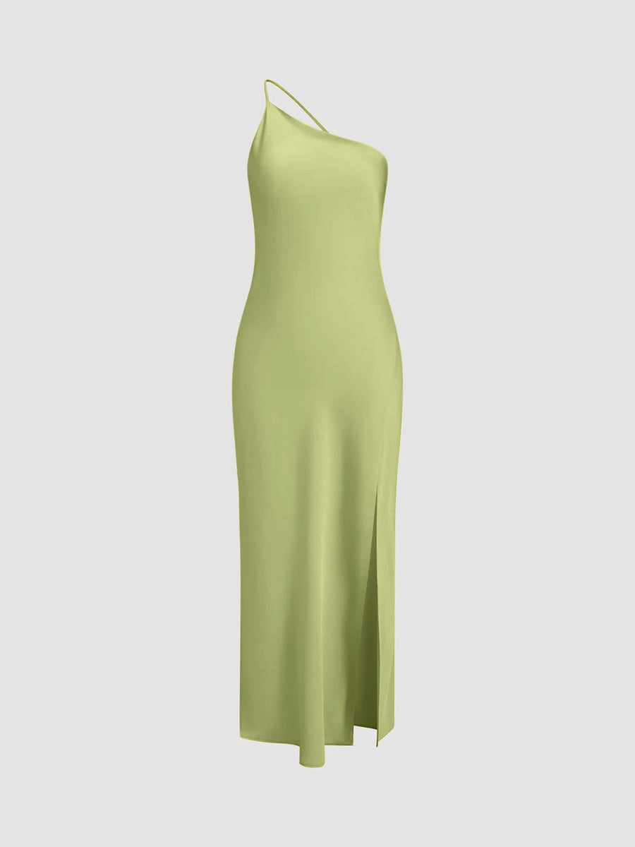 WOMEN'S SATIN ONE SHOULDER MIDI DRESS - Zarino Newstyle