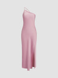 WOMEN'S SATIN ONE SHOULDER MIDI DRESS - Zarino Newstyle