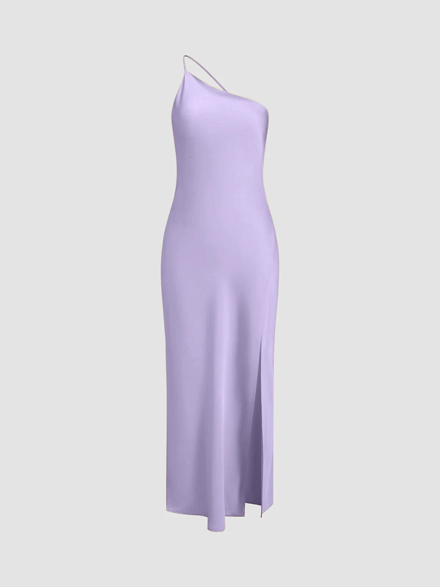 WOMEN'S SATIN ONE SHOULDER MIDI DRESS - Zarino Newstyle