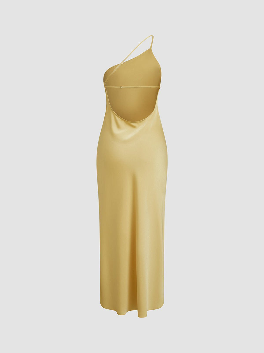 WOMEN'S SATIN ONE SHOULDER MIDI DRESS - Zarino Newstyle