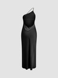 WOMEN'S SATIN ONE SHOULDER MIDI DRESS - Zarino Newstyle