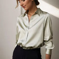 WOMEN'S SATIN STRAIGHT FIT PULLOVER SUMMER SHIRT - Zarino Newstyle
