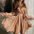WOMEN'S SATIN WRAP MIDI DRESS - Zarino Newstyle