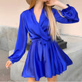 WOMEN'S SATIN WRAP MIDI DRESS - Zarino Newstyle