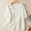 WOMEN'S SCALLOPED COLLAR RELAXED SUMMER BLOUSE - Zarino Newstyle