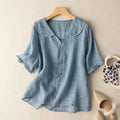 WOMEN'S SCALLOPED COLLAR RELAXED SUMMER BLOUSE - Zarino Newstyle