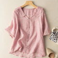 WOMEN'S SCALLOPED COLLAR RELAXED SUMMER BLOUSE - Zarino Newstyle