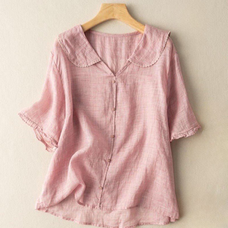 WOMEN'S SCALLOPED COLLAR SUMMER BLOUSE - Zarino Newstyle