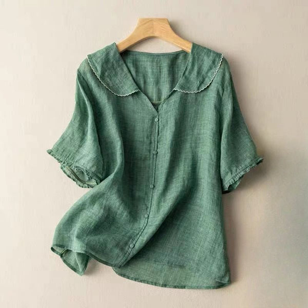WOMEN'S SCALLOPED COLLAR SUMMER BLOUSE