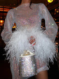 WOMEN'S SEQUIN FEATHER MINI DRESS - Zarino Newstyle