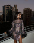 WOMEN'S SEQUIN FEATHER MINI DRESS - Zarino Newstyle