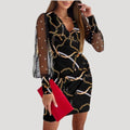 WOMEN'S SHEER SLEEVE V - NECK WRAP SUMMER MINI DRESS - Zarino Newstyle