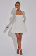WOMEN'S SHIMMERING EMBELLISHED MINI DRESS WITH LONG SLEEVES - Zarino Newstyle