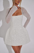 WOMEN'S SHIMMERING EMBELLISHED MINI DRESS WITH LONG SLEEVES - Zarino Newstyle