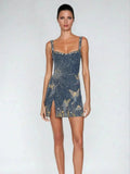 WOMEN'S SHIMMERING STARRY SLIT SUMMER MINI DRESS - Zarino Newstyle