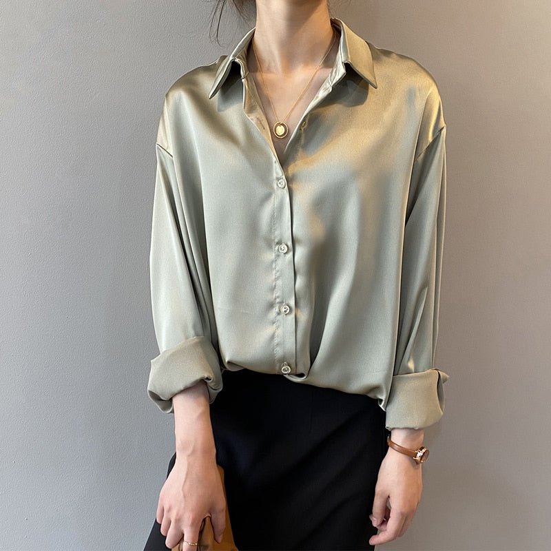 WOMEN'S SILK VINTAGE COLLAR BUTTON - DOWN BLOUSE - Zarino Newstyle