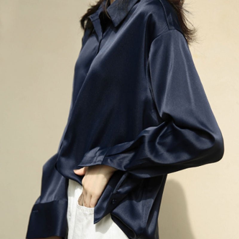WOMEN'S SILK VINTAGE COLLAR BUTTON - DOWN BLOUSE - Zarino Newstyle