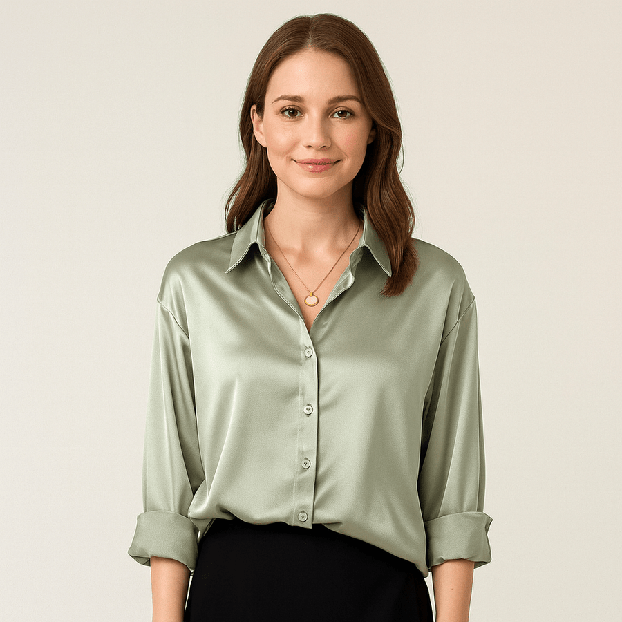 WOMEN'S SILK VINTAGE COLLAR BUTTON - DOWN BLOUSE - Zarino Newstyle