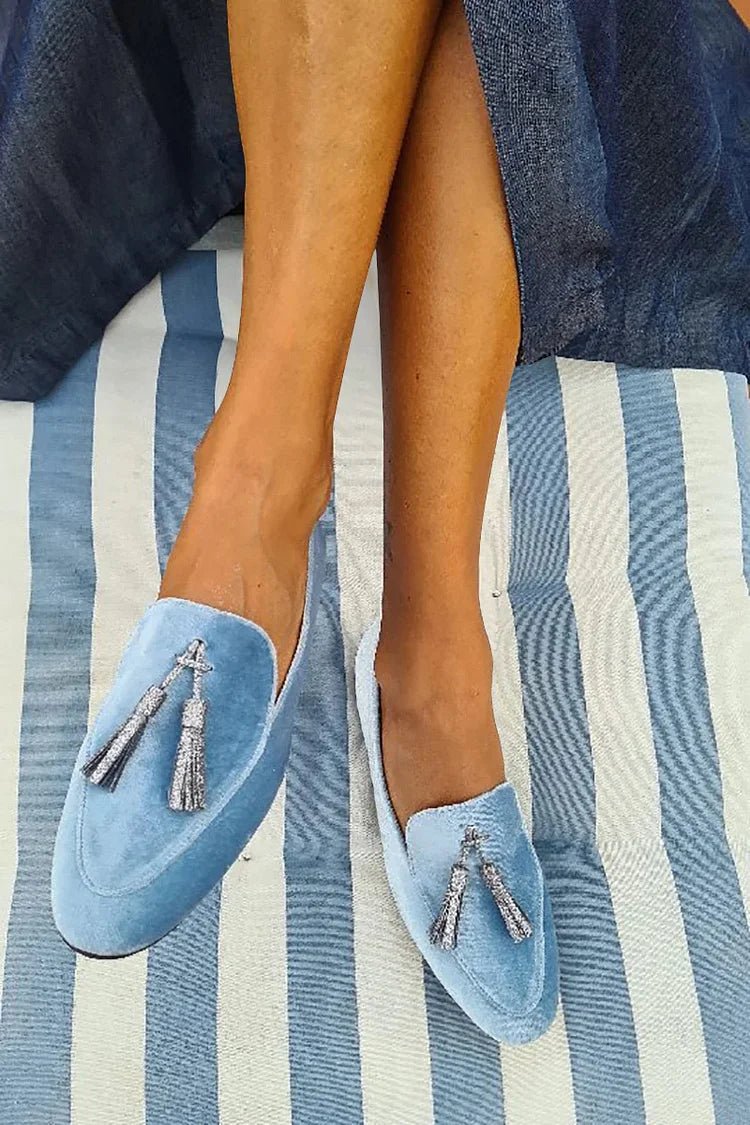 WOMEN'S SILVER TASSEL SUMMER SLIPPERS - Zarino Newstyle