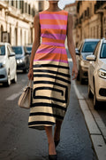 WOMEN'S SLEEVELESS BELTED WRAP MIDI SUMMER DRESS - Zarino Newstyle
